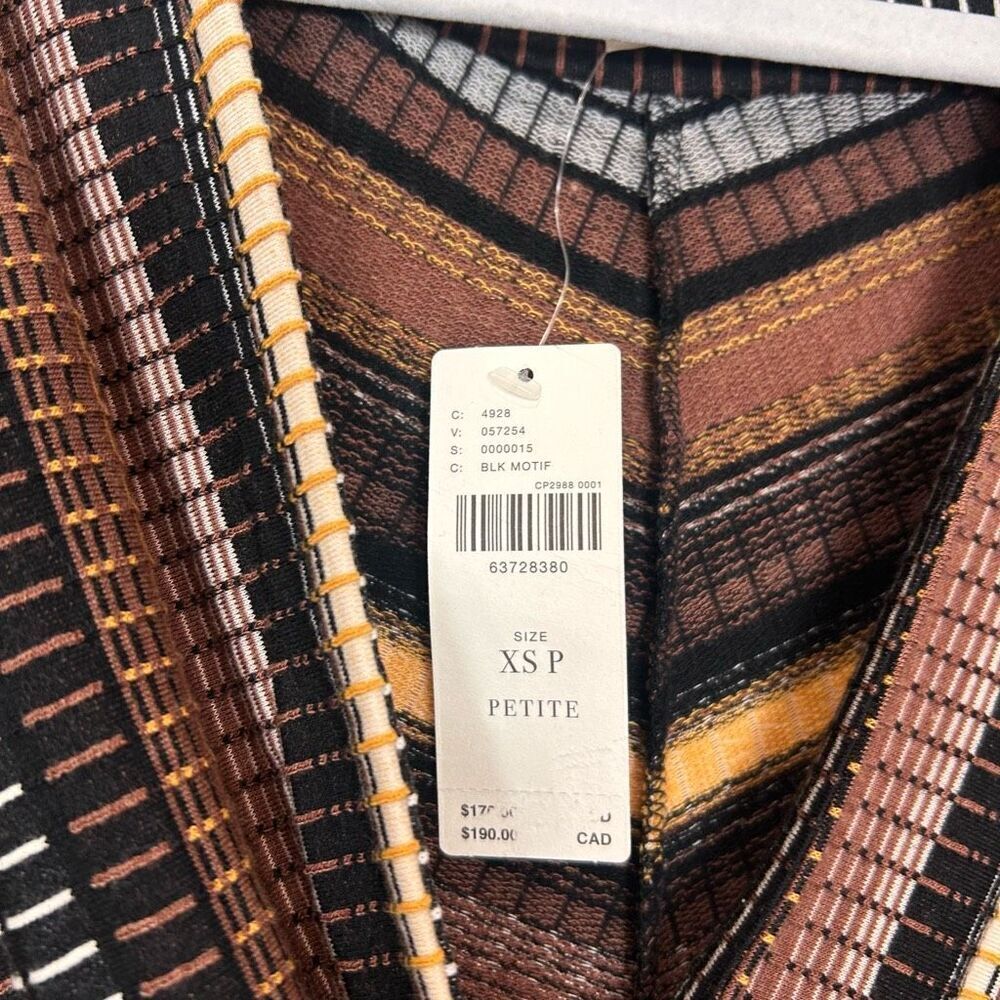 Anthropologie Maeve Midi Dress NWT Striped Wrap Knit Retro Brown XSP Zig Zag XS - Picture 15 of 15